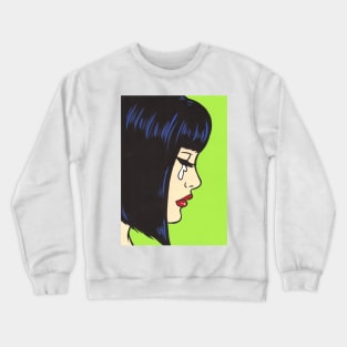 Black Bangs Crying Comic Girl Crewneck Sweatshirt